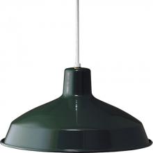  P5094-45 - Metal Shade Collection One-Light Dark Green Spun Metal Shade Farmhouse Pendant Light