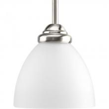  P5131-09 - Heart Collection One-Light Brushed Nickel Etched Glass Traditional Mini-Pendant Light