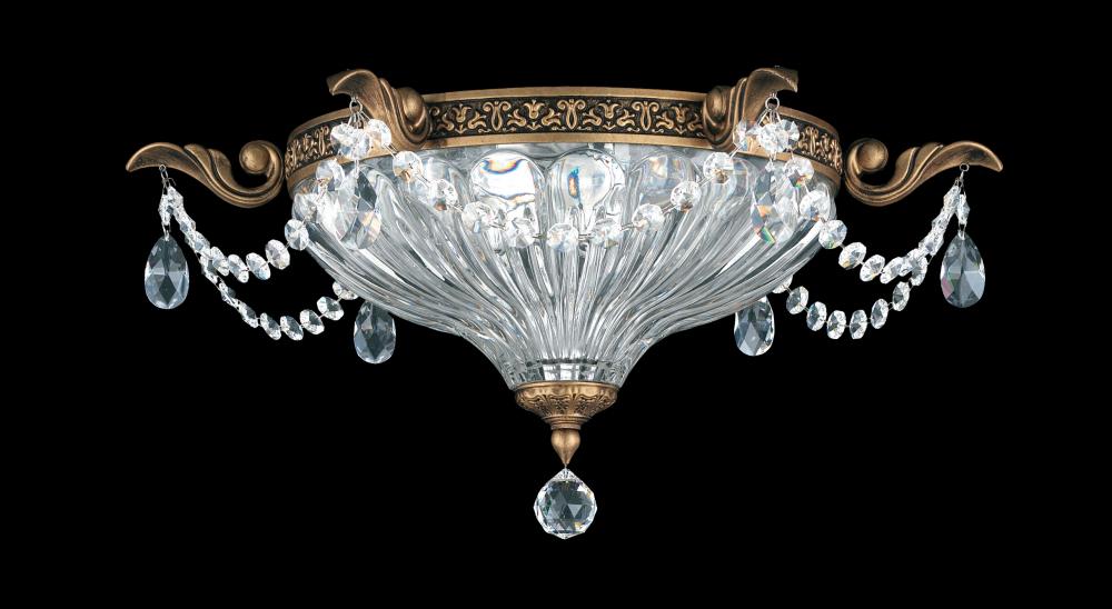 Milano 2 Light 120V Flush Mount in Florentine Bronze with Clear Crystals from Swarovski