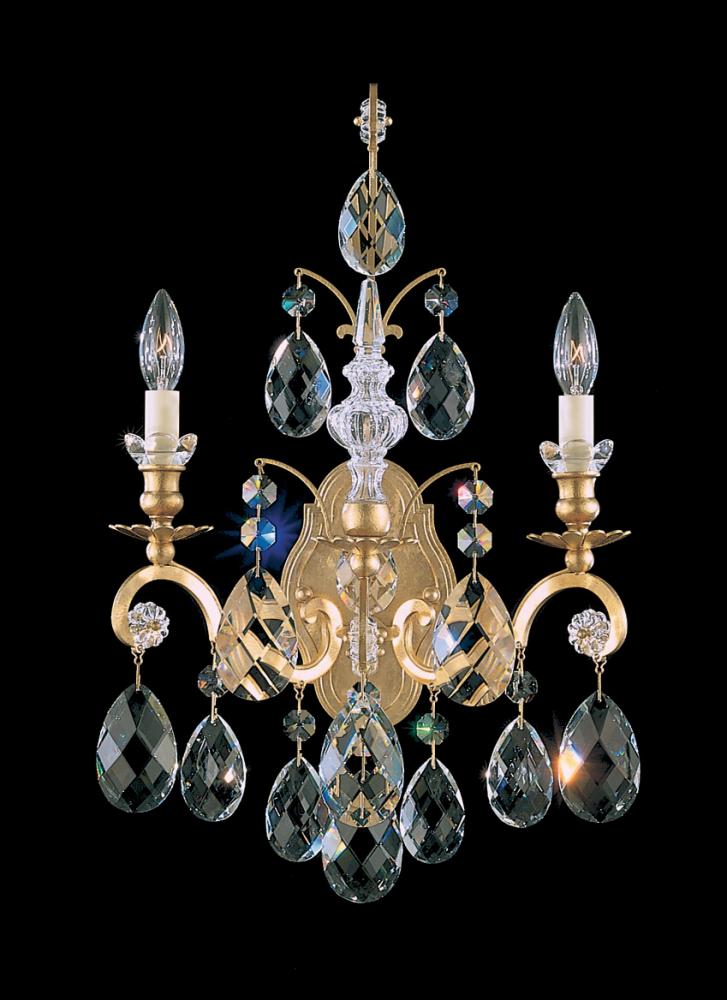 Renaissance 2 Light 120V Wall Sconce in Etruscan Gold with Clear Crystals from Swarovski