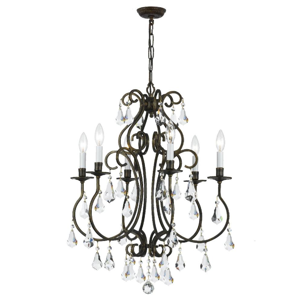 Ashton 6 Light Swarovski Strass Crystal English Bronze Chandelier