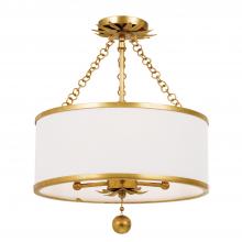  513-GA_CEILING - Broche 3 Light Antique Gold Semi Flush Mount