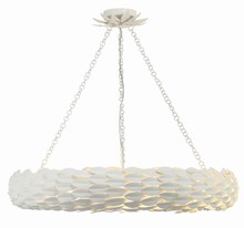  538-MT - Broche 8 Light Matte White Chandelier