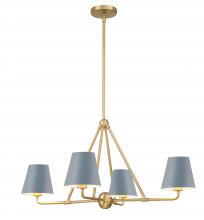  XAV-B9304-VG-BL - Xavier 4 Light Vibrant Gold + Blue Chandelier