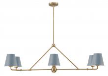  XAV-B9306-VG-BL - Xavier 6 Light Vibrant Gold + Blue Chandelier