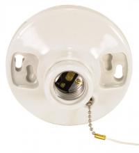 Satco Products Inc. 90/443 - 2 Terminal Glazed Porcelain On-Off Pull Chain Ceiling Receptacle; Screw Terminals; 4-3/8&#34;