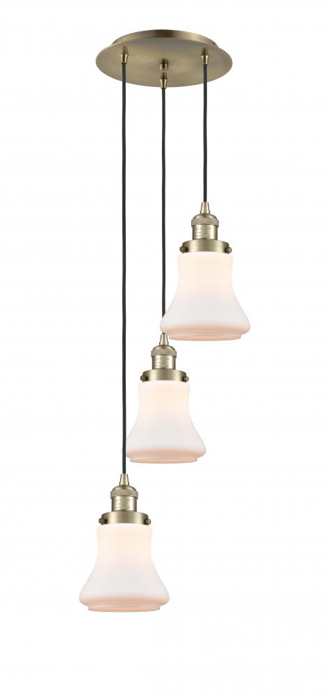 Bellmont - 3 Light - 13 inch - Antique Brass - Cord hung - Multi Pendant