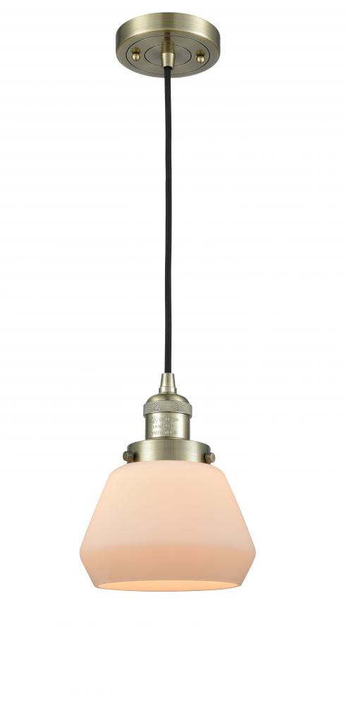 Fulton - 1 Light - 7 inch - Antique Brass - Cord hung - Mini Pendant