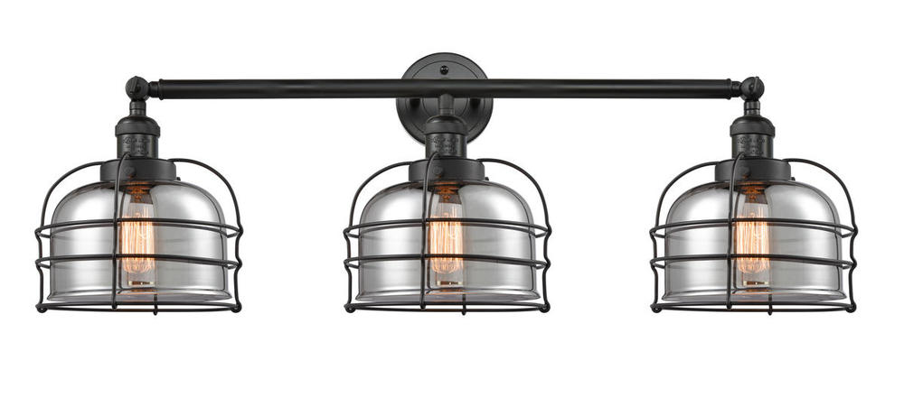 Bell Cage - 3 Light - 34 inch - Matte Black - Bath Vanity Light