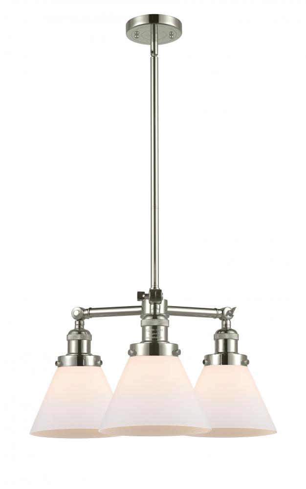 Cone - 3 Light - 22 inch - Polished Nickel - Stem Hung - Chandelier