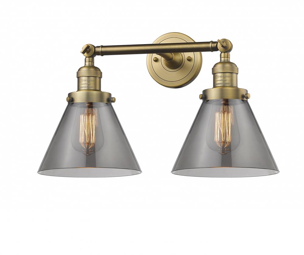 Cone - 2 Light - 18 inch - Brushed Brass - Bath Vanity Light