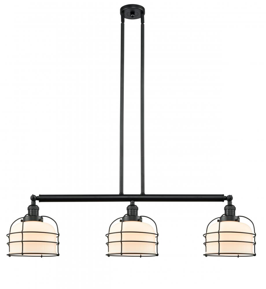 Bell Cage - 3 Light - 42 inch - Matte Black - Stem Hung - Island Light