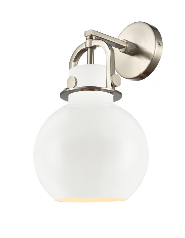 Newton Sphere - 1 Light - 8 inch - Satin Nickel - Sconce