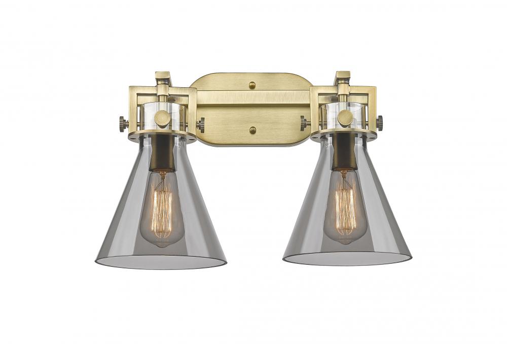 Newton Cone - 2 Light - 17 inch - Brushed Brass - Bath Vanity Light