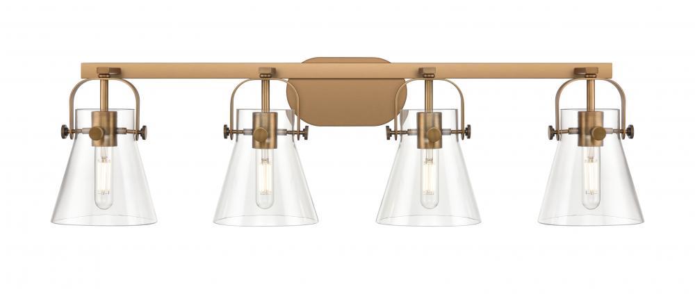 Pilaster II Cone - 4 Light - 37 inch - Brushed Brass - Bath Vanity Light