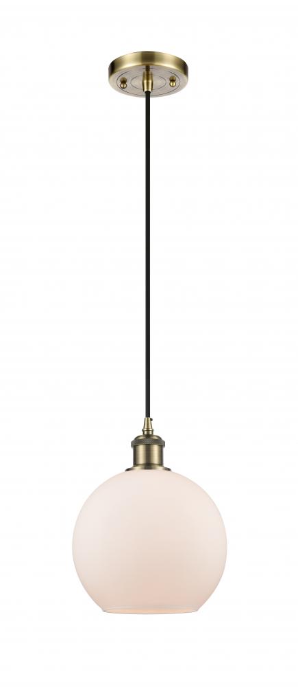 Athens - 1 Light - 8 inch - Antique Brass - Cord hung - Mini Pendant