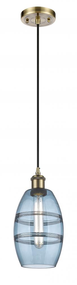 Vaz - 1 Light - 6 inch - Antique Brass - Cord hung - Mini Pendant