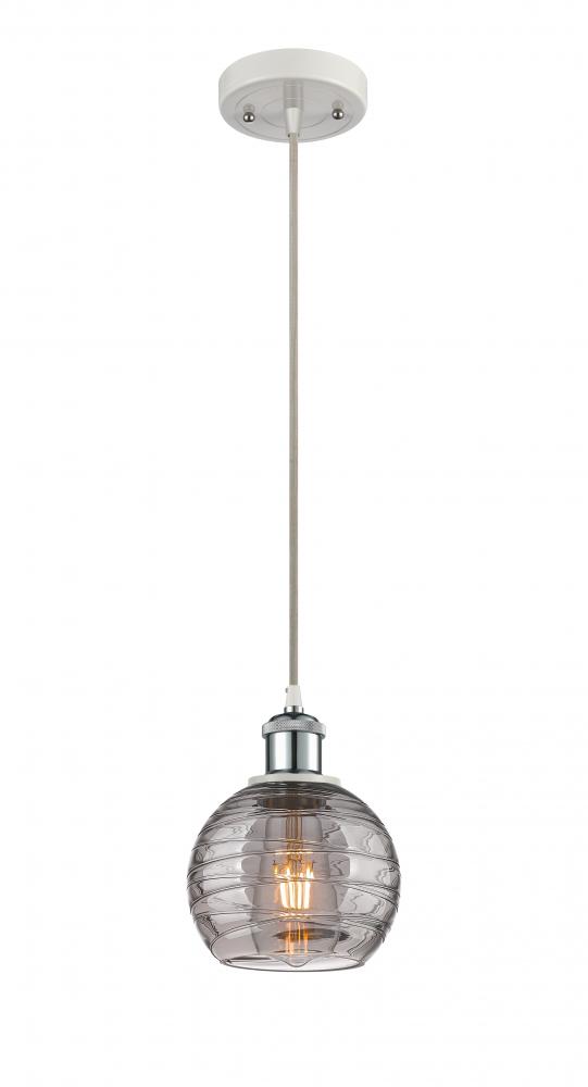 Athens Deco Swirl - 1 Light - 6 inch - White Polished Chrome - Cord hung - Mini Pendant