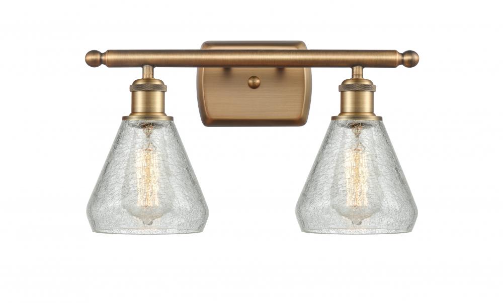 Conesus - 2 Light - 16 inch - Brushed Brass - Bath Vanity Light