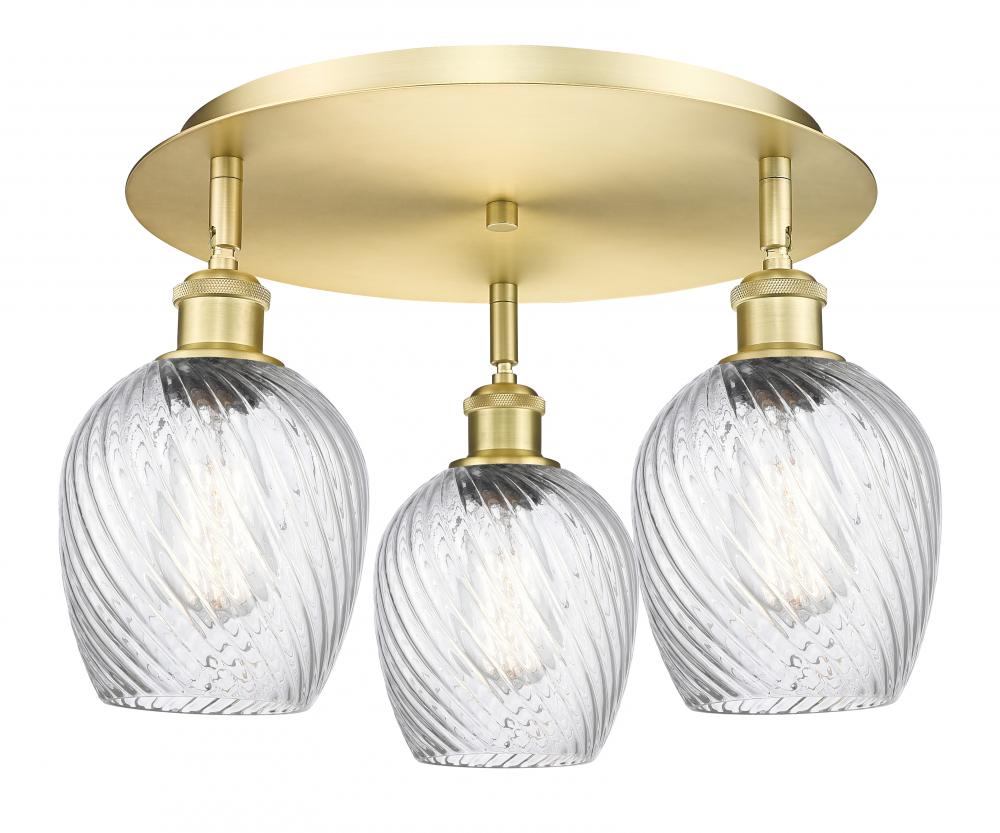 Salina - 3 Light - 18 inch - Satin Gold - Flush Mount