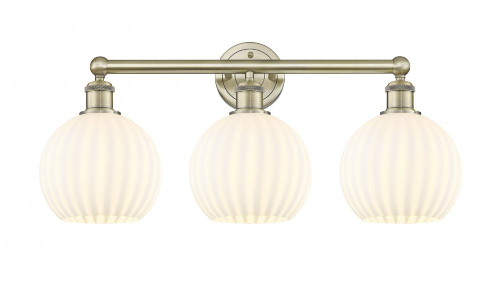 White Venetian - 3 Light - 26 inch - Antique Brass - Bath Vanity Light