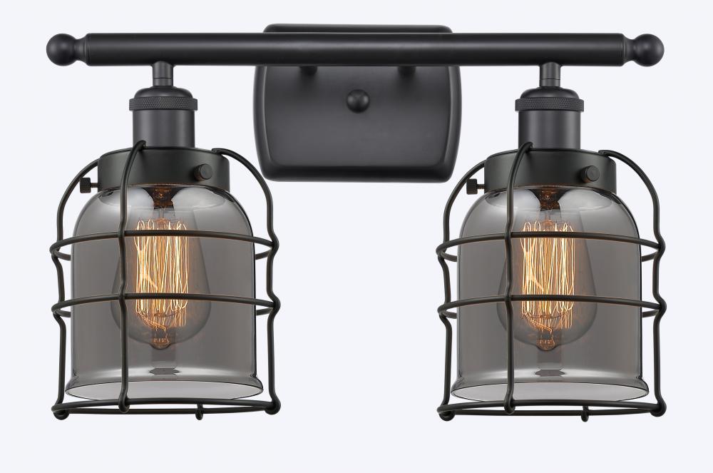 Bell Cage - 2 Light - 16 inch - Matte Black - Bath Vanity Light