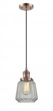  201C-AC-G142 - Chatham - 1 Light - 7 inch - Antique Copper - Cord hung - Mini Pendant