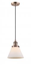  201C-AC-G41 - Cone - 1 Light - 8 inch - Antique Copper - Cord hung - Mini Pendant