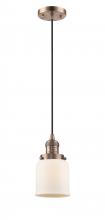  201C-AC-G51 - Bell - 1 Light - 5 inch - Antique Copper - Cord hung - Mini Pendant