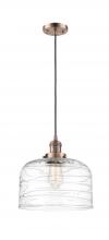 Innovations Lighting 201C-AC-G713-L-LED - Bell - 1 Light - 12 inch - Antique Copper - Cord hung - Mini Pendant