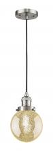 Innovations Lighting 201C-SN-G208-6 - Beacon - 1 Light - 6 inch - Brushed Satin Nickel - Cord hung - Mini Pendant