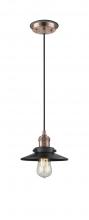 Innovations Lighting 201CBP-ACBK-M6-BK - Railroad - 1 Light - 8 inch - Antique Copper - Cord hung - Mini Pendant