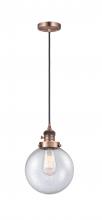 Innovations Lighting 201CSW-AC-G204-8-LED - Beacon - 1 Light - 8 inch - Antique Copper - Cord hung - Mini Pendant