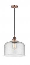 Innovations Lighting 201CSW-AC-G74-L-LED - Bell - 1 Light - 12 inch - Antique Copper - Cord hung - Mini Pendant