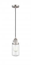  201CSW-SN-G312-LED - Dover - 1 Light - 5 inch - Brushed Satin Nickel - Cord hung - Mini Pendant