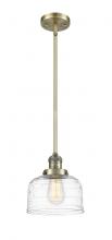  201S-AB-G713 - Bell - 1 Light - 8 inch - Antique Brass - Stem Hung - Mini Pendant