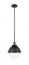 Innovations Lighting 201S-BAB-HFS-84-BK-LED - Hampden - 1 Light - 9 inch - Black Antique Brass - Stem Hung - Mini Pendant