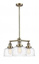  207-AB-G713 - Bell - 3 Light - 22 inch - Antique Brass - Stem Hung - Chandelier