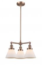  207-AC-G41 - Cone - 3 Light - 22 inch - Antique Copper - Stem Hung - Chandelier