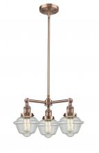  207-AC-G534 - Oxford - 3 Light - 20 inch - Antique Copper - Stem Hung - Chandelier