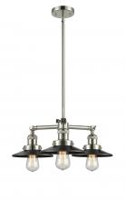  207-PN-M5-LED - Railroad - 3 Light - 19 inch - Polished Nickel - Stem Hung - Chandelier