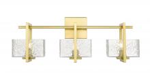  312-3W-SG-CL - Striate - 3 Light - 24 inch - Satin Gold - Bath Vanity Light