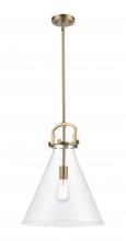  410-1SL-BB-G411-14CL - Newton Cone - 1 Light - 14 inch - Brushed Brass - Pendant