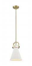  410-1SS-BB-M411-8W - Newton Cone - 1 Light - 8 inch - Brushed Brass - Mini Pendant