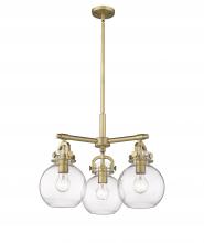  410-3CR-BB-G410-7CL - Newton Sphere - 3 Light - 21 inch - Brushed Brass - Pendant