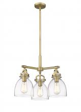 Innovations Lighting 410-3CR-BB-G412-7CL - Newton Bell - 3 Light - 21 inch - Brushed Brass - Pendant