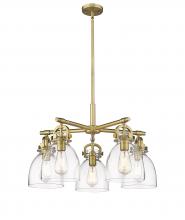 Innovations Lighting 410-5CR-BB-G412-7CL - Newton Bell - 5 Light - 26 inch - Brushed Brass - Chandelier