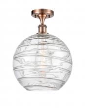  516-1C-AC-G1213-12 - Athens Deco Swirl - 1 Light - 12 inch - Antique Copper - Semi-Flush Mount