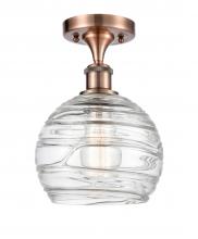  516-1C-AC-G1213-8 - Athens Deco Swirl - 1 Light - 8 inch - Antique Copper - Semi-Flush Mount