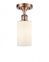  516-1C-AC-G801 - Clymer - 1 Light - 4 inch - Antique Copper - Semi-Flush Mount